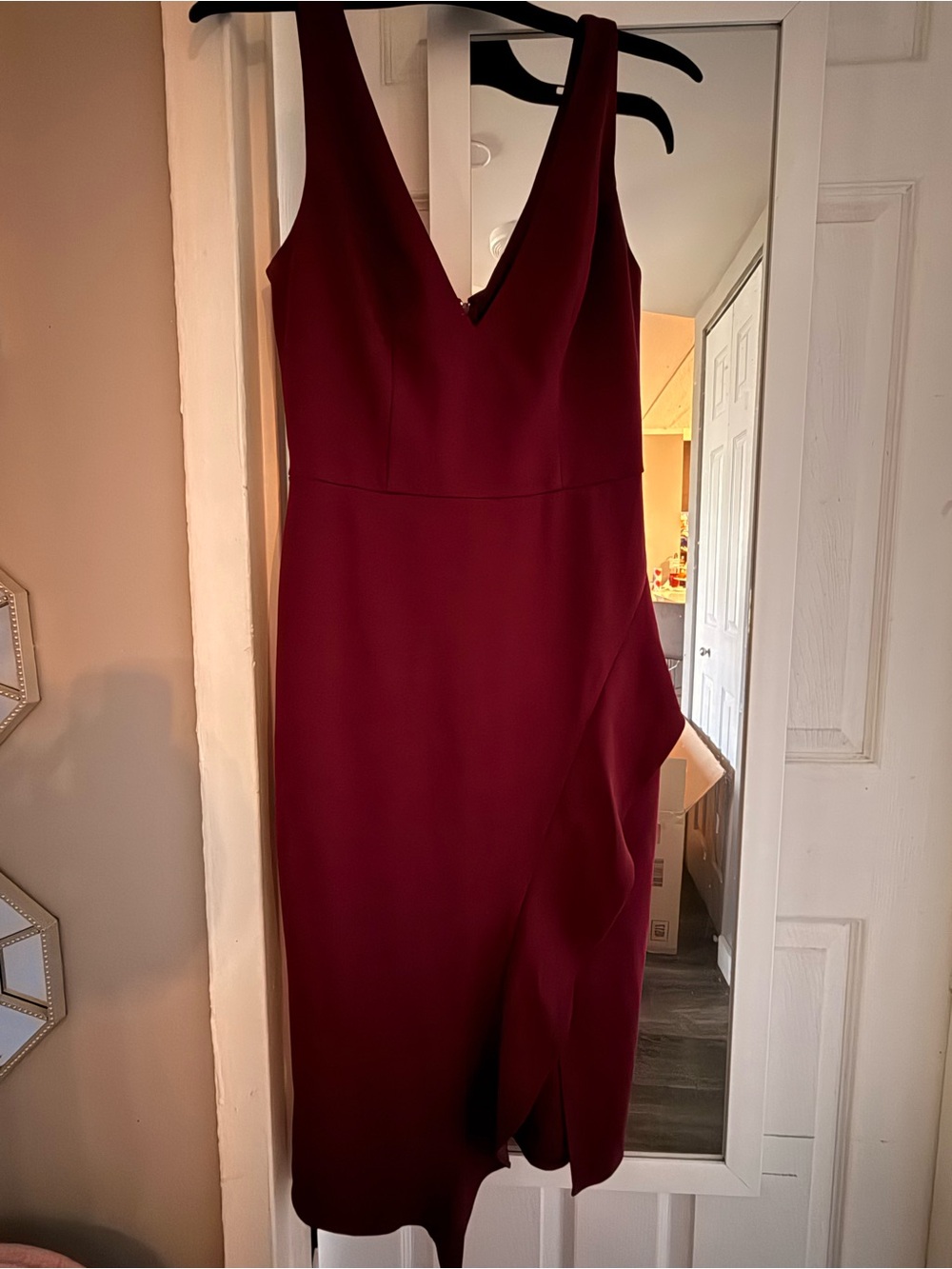 DB Studio (David's Bridal) V-Neck Burgundy Dress